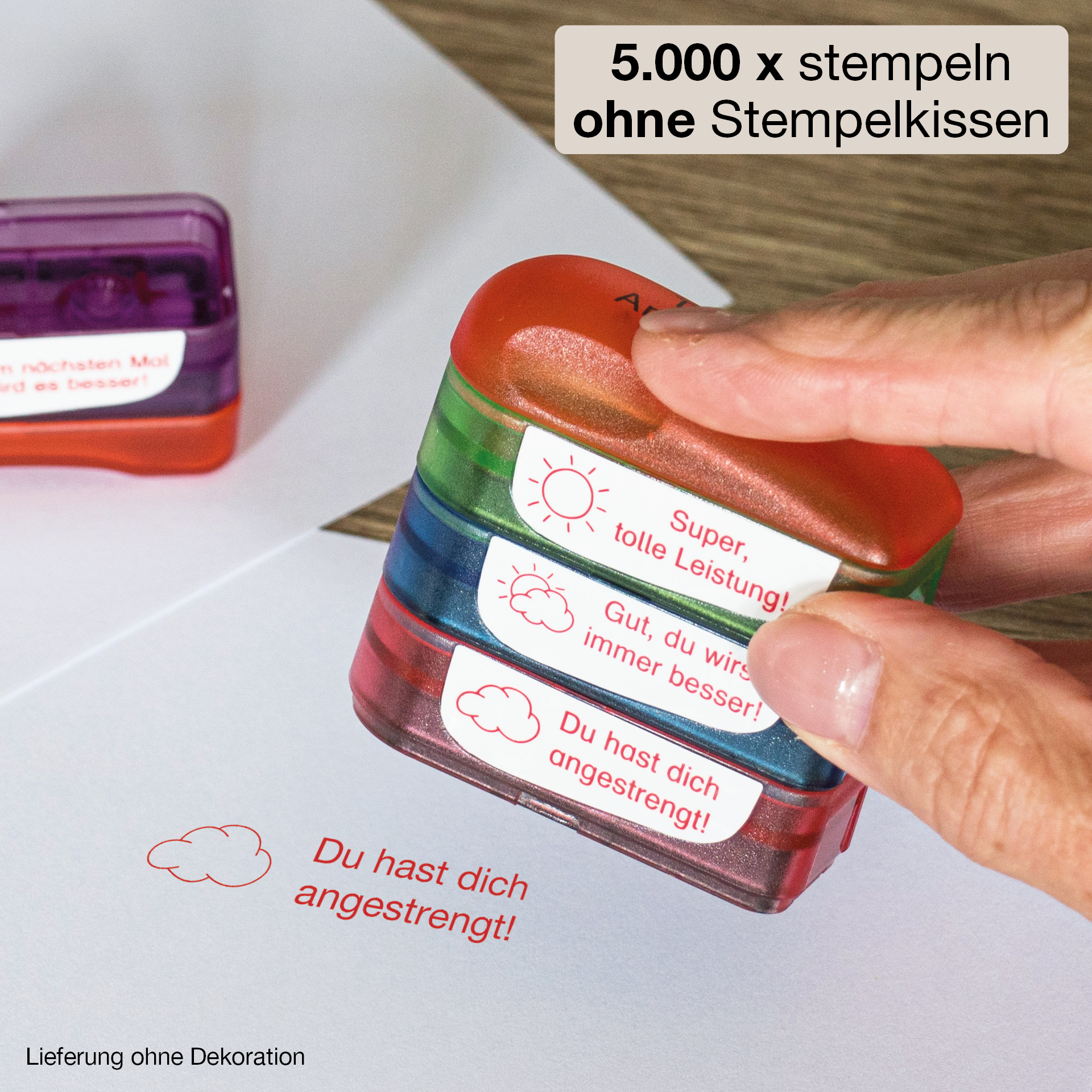 Siebdruck-Stempel "Perpetuum", 4 in 1, "Sonne und Wolken"