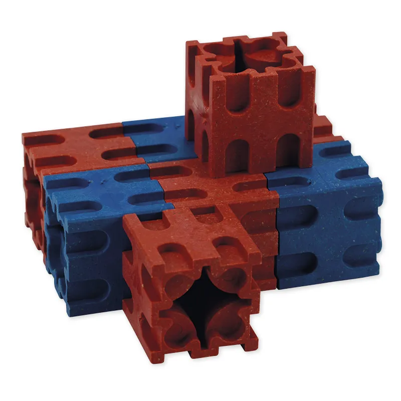 Set Rechen-Steckwürfel aus RE-Wood, 100-tlg., 2x2 cm, rot/blau