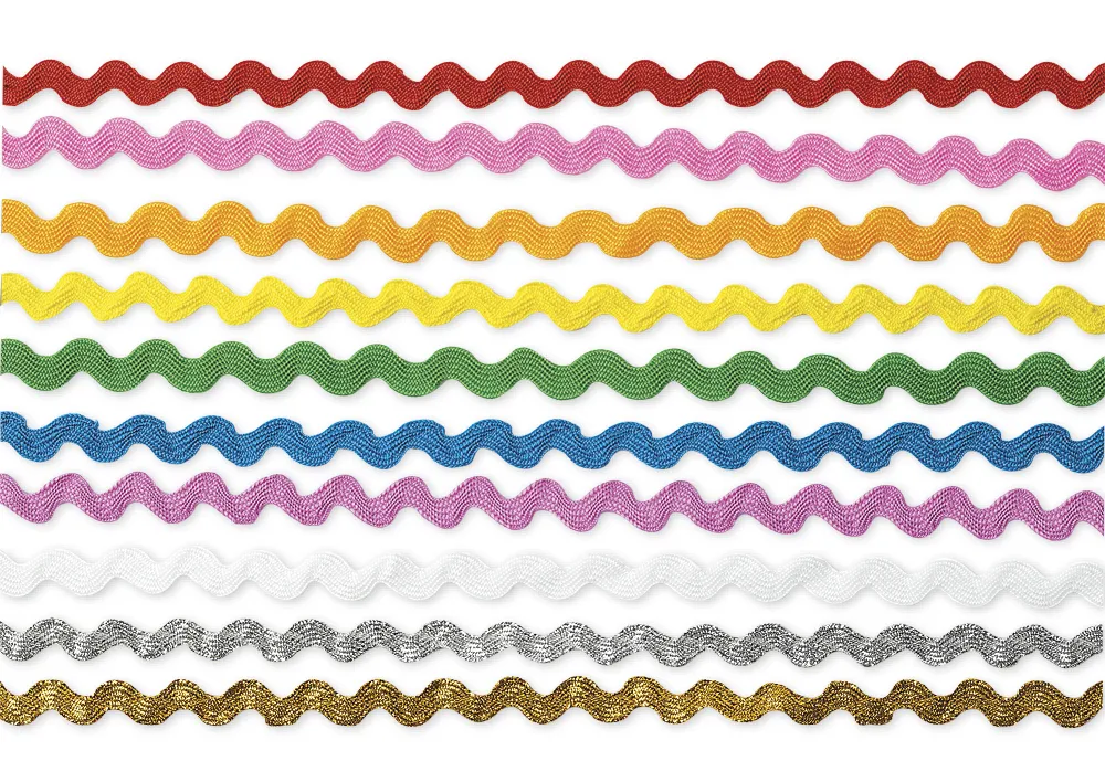 Zickzack-Band, 10 Farben je 4,5 m