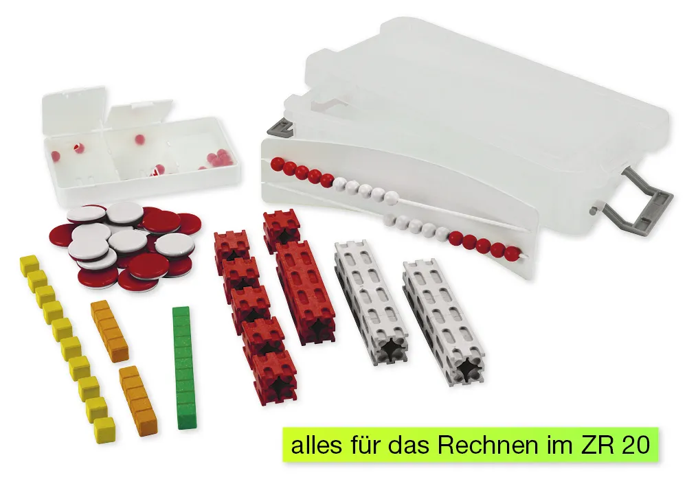 Mathe-Basis-Set Plus Zahlenraum bis 20, 58-tlg, in Box, rot/weiß