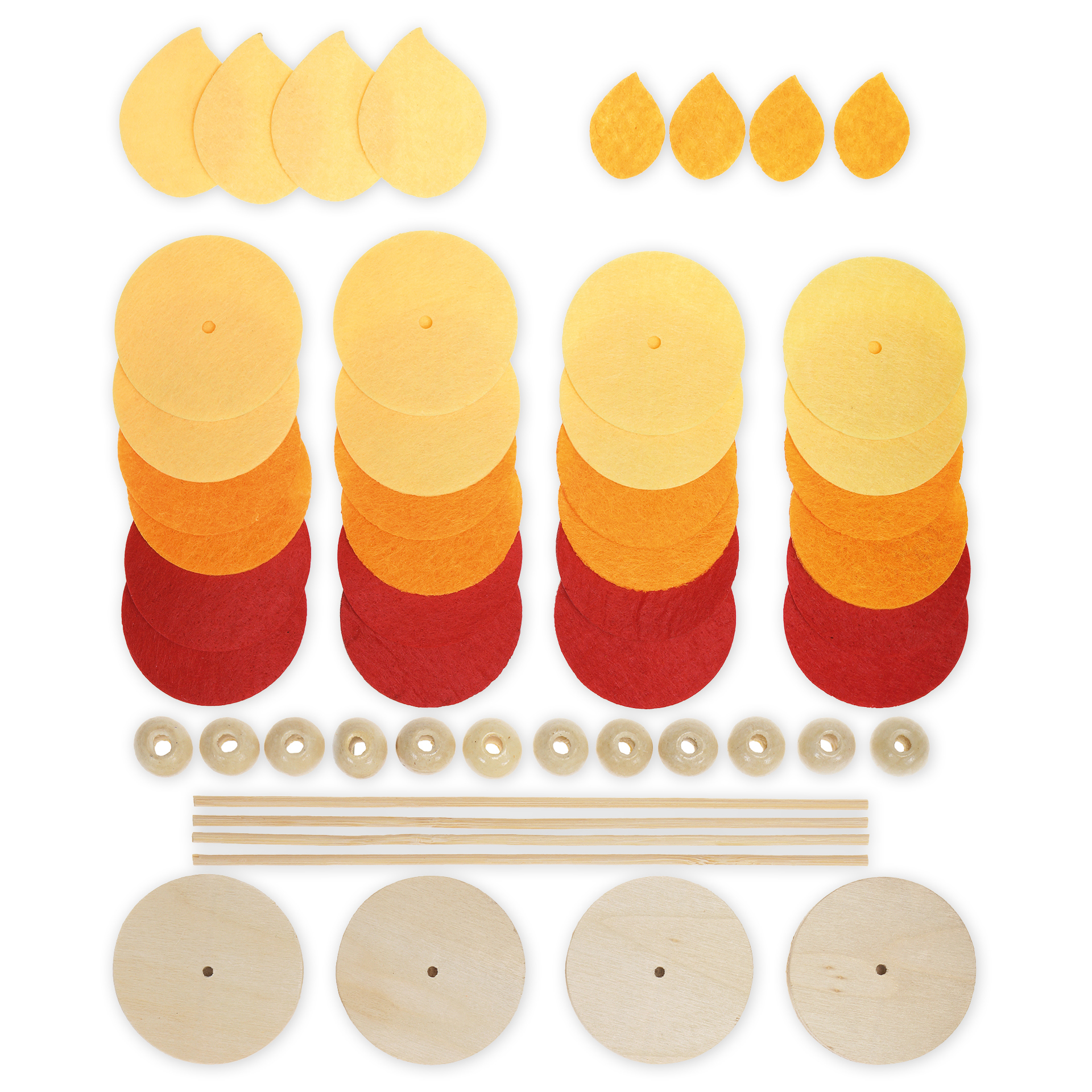 Filzkerzen, 4 Stück, 64-tlg.
