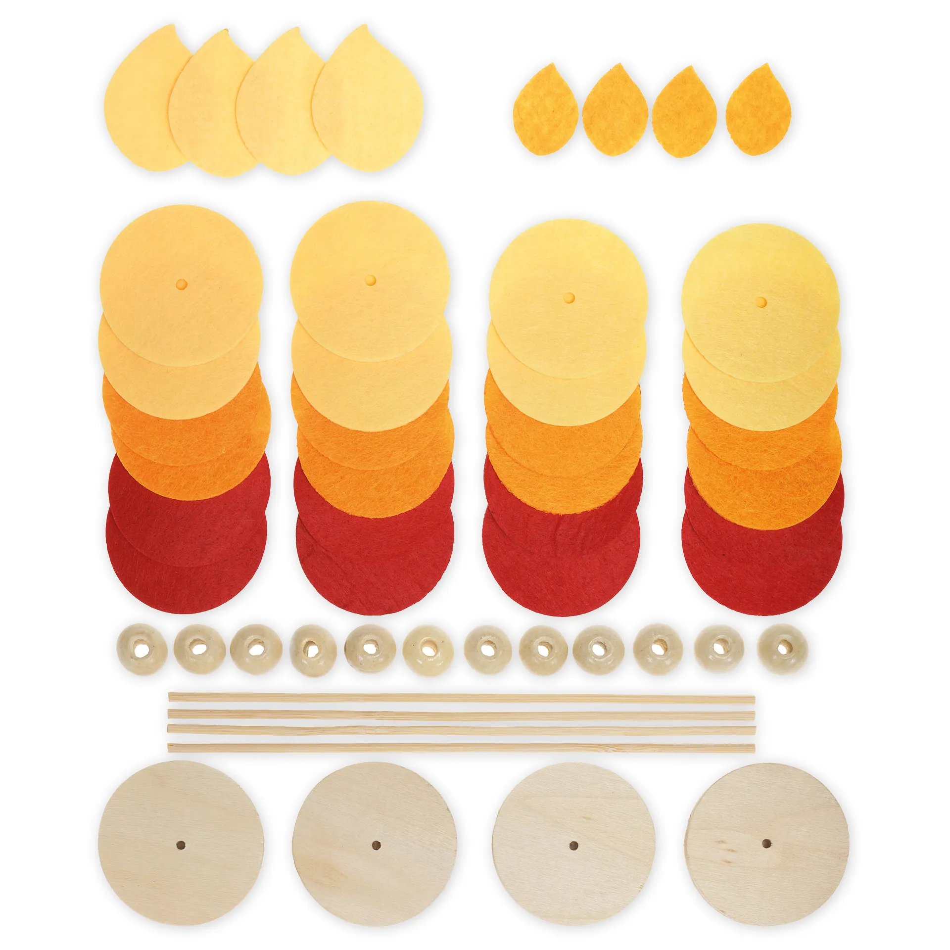 Filzkerzen, 4 Stück, 64-tlg.
