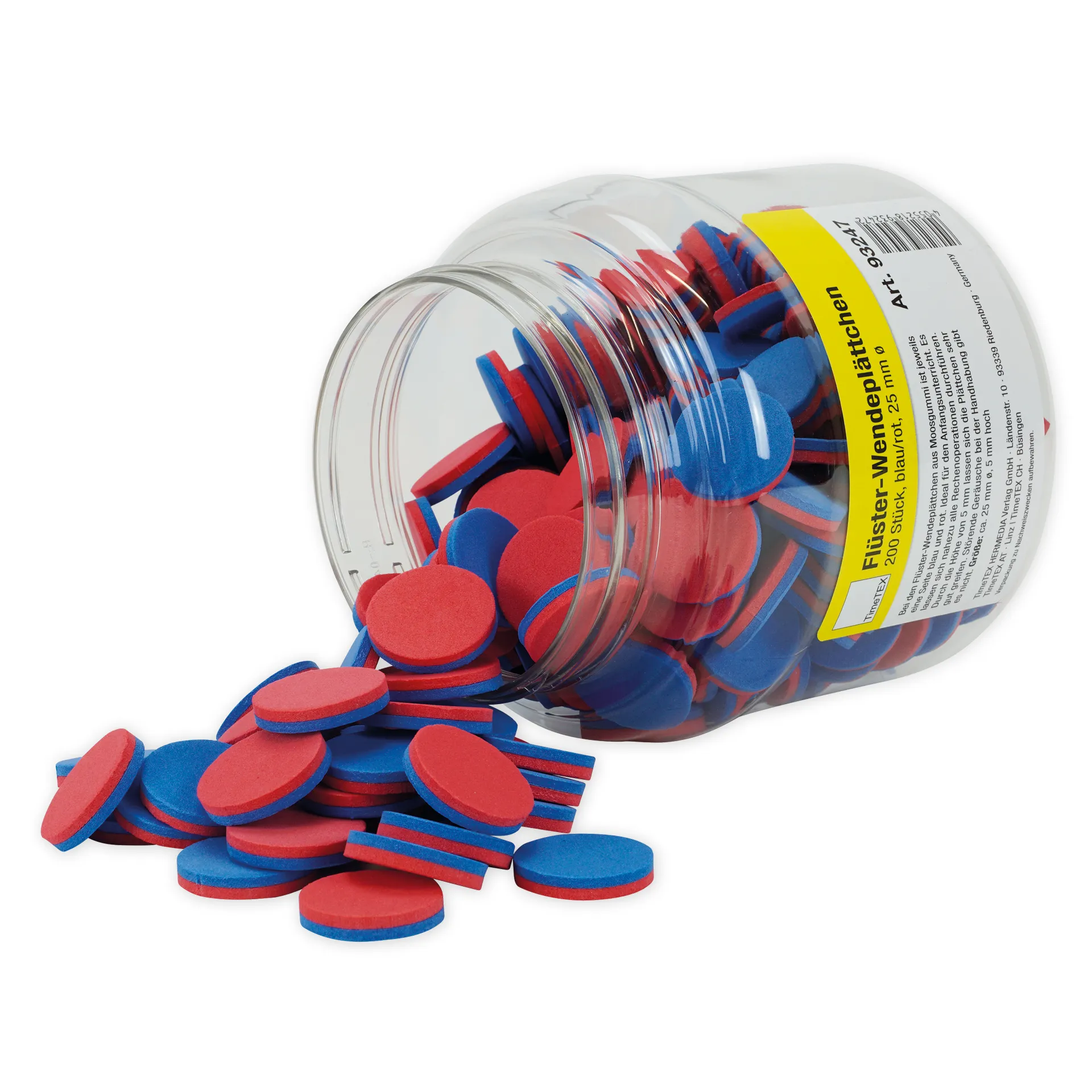 Flüster-Wendeplättchen blau/rot, 200 Stück in Dose