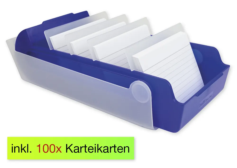 Lernbox A7, Kunststoff, mit 100 Karten liniert