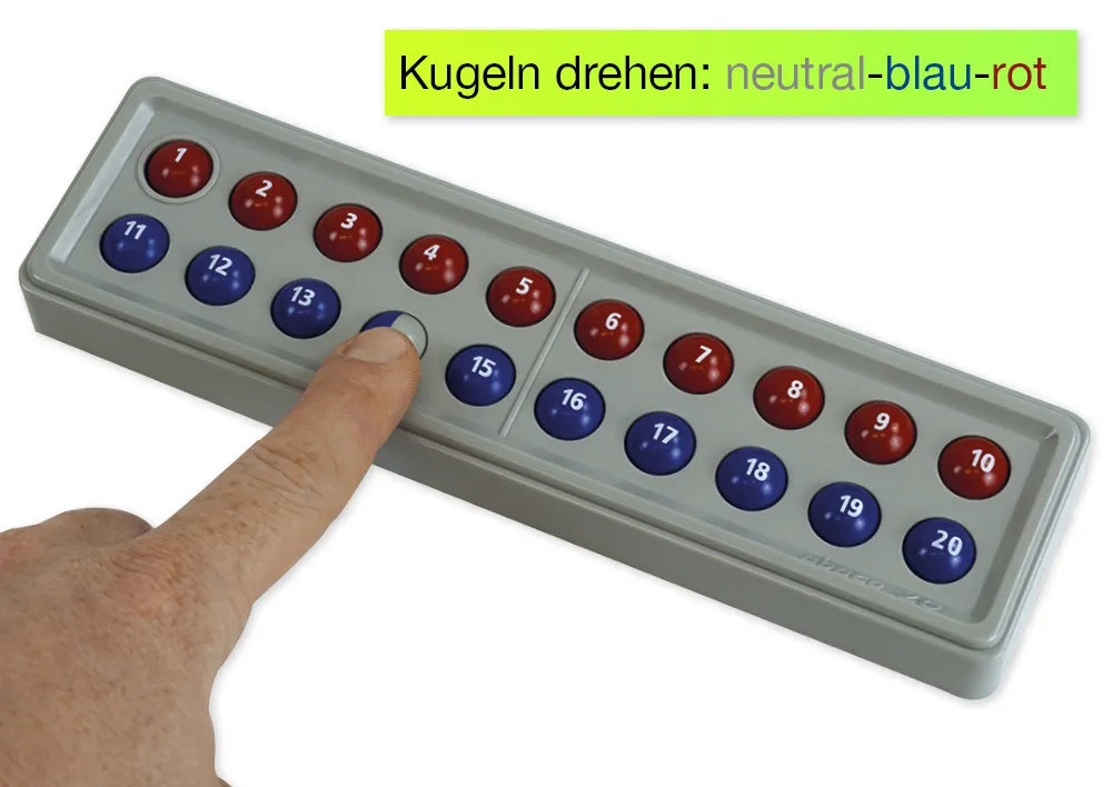 ABACO 20 mit Zahlen, rot-blau, Zähl- und Rechenrahmen