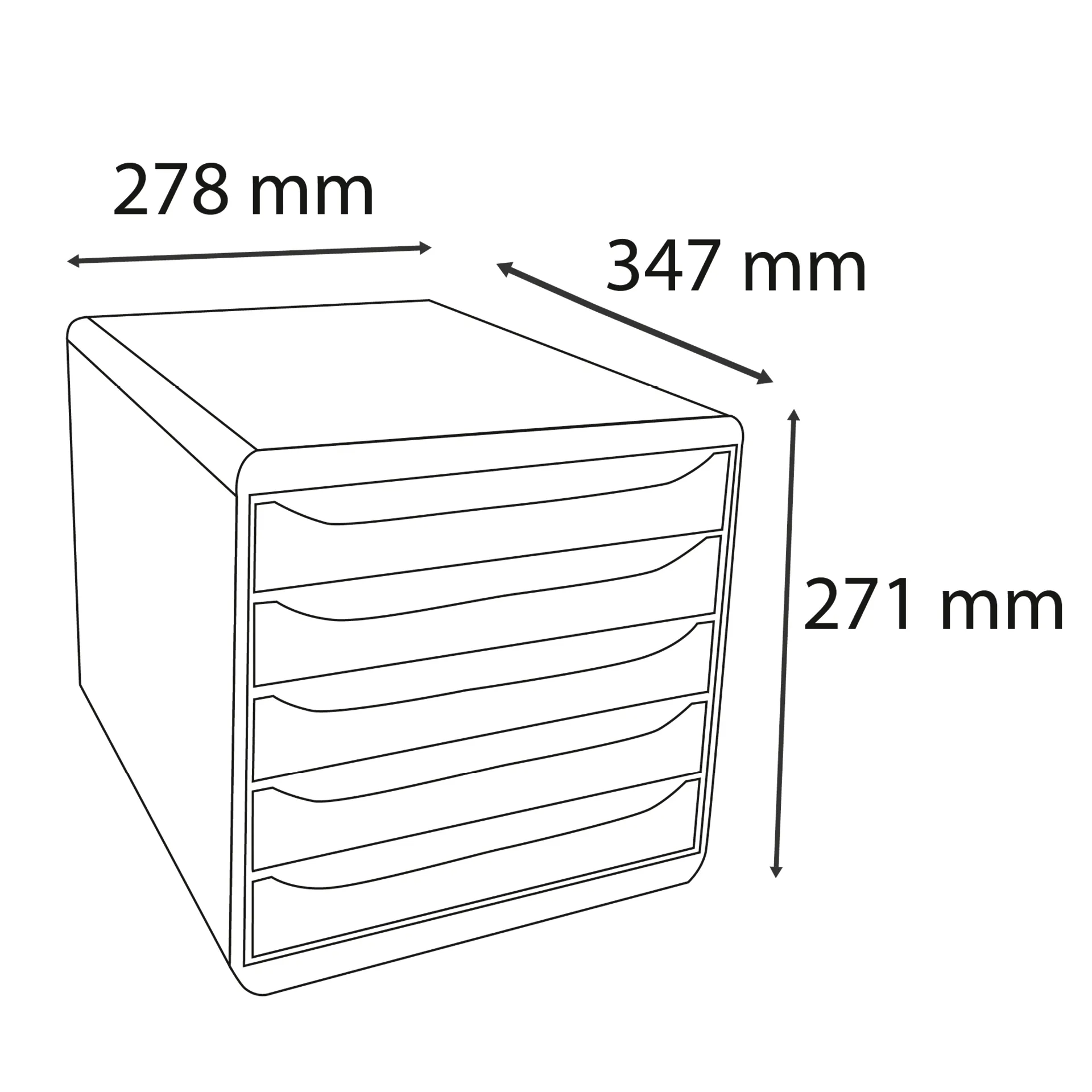 Schubladen-Box A4 "Regenbogen", Kunststoff mit 5 Schüben