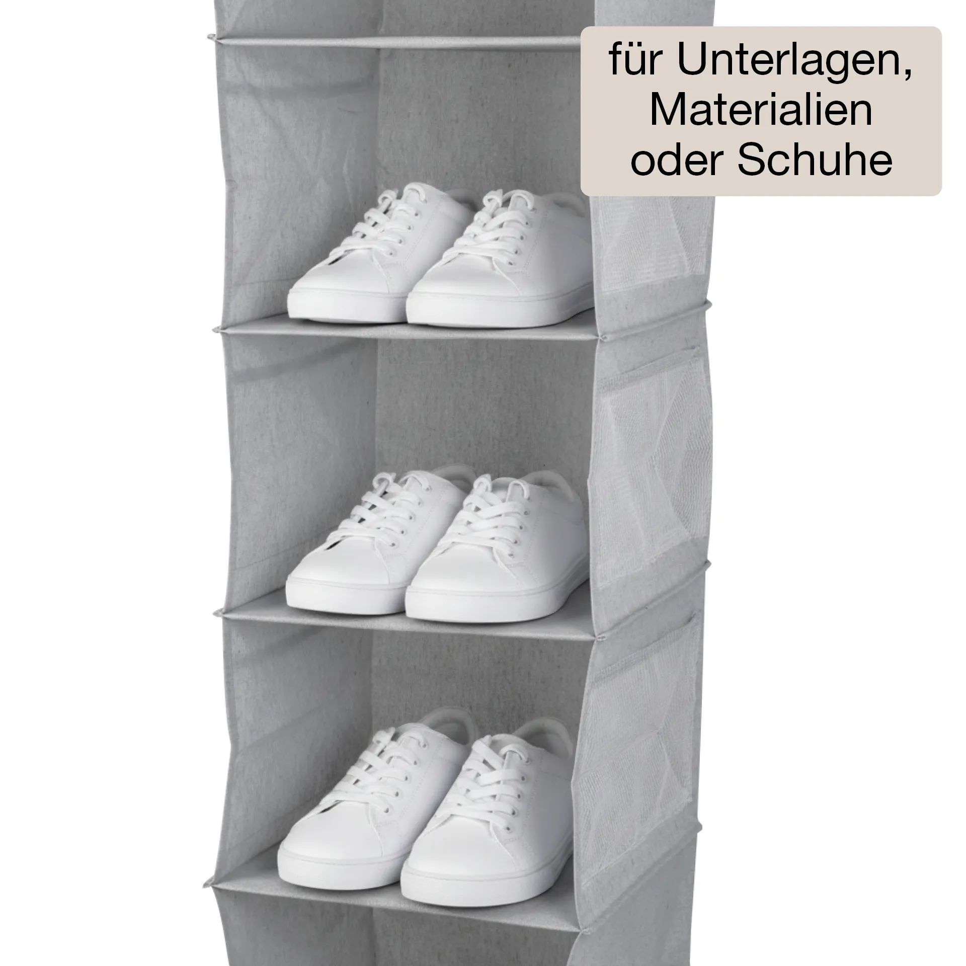 TimeTEX Hänge-Regal "Origami" A4 mit 5 Fächern, aus Stoff, hellgrau