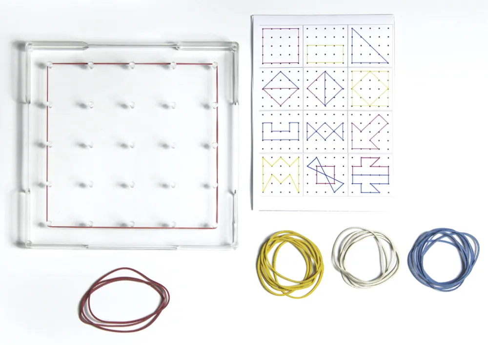 Geometrie-Brett einseitig (5x5 Stifte), 15x15 cm, transparent