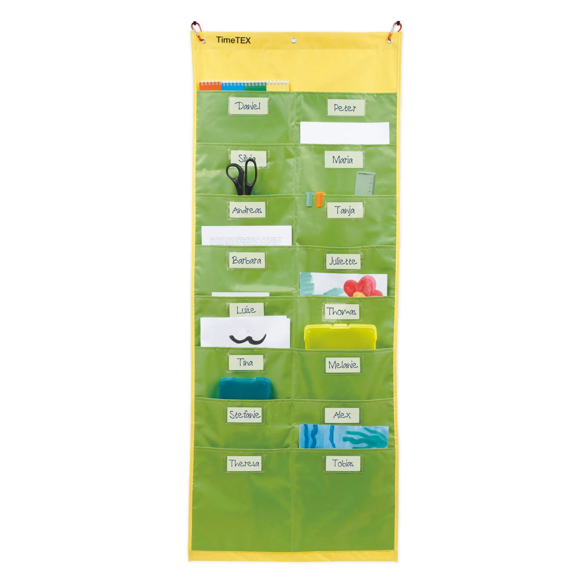 TimeTEX Materialtaschen-Station "greenline", mit 16 Einsteck-Taschen, 124x50 cm