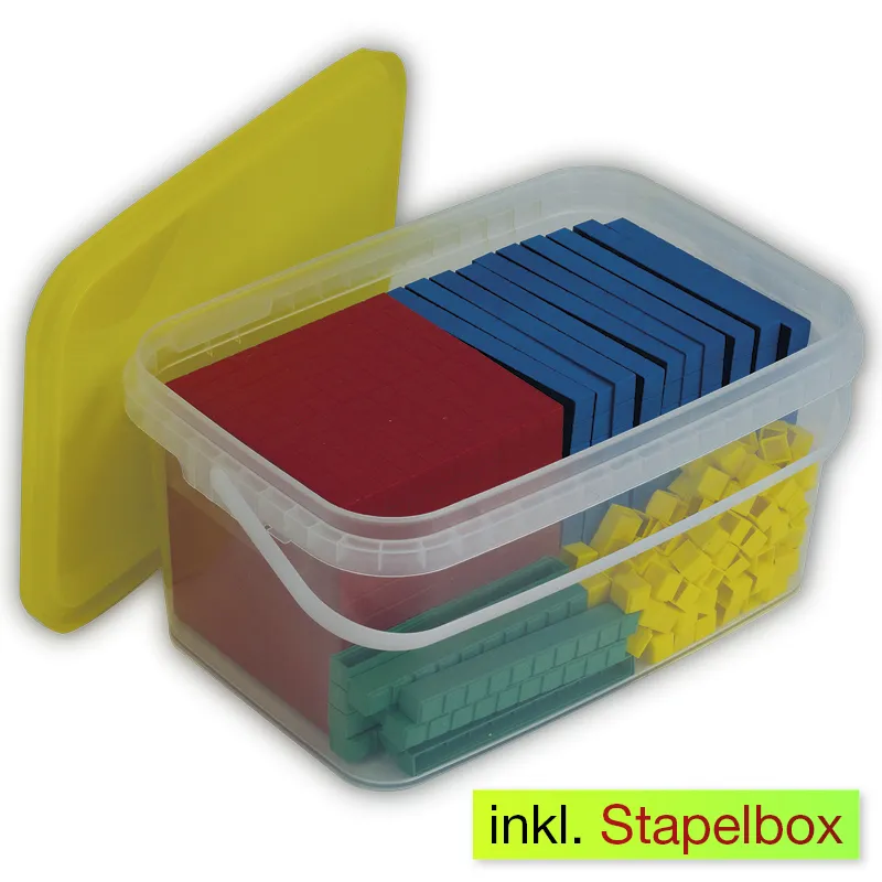Dienes Grundsortiment, 121-tlg., Zahlenraum 1.000, farbig, in Stapel-Box
