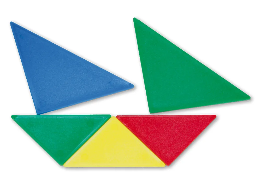 Tangram aus Re-Plastic opak, 28-tlg. = 4 Tangram in Box