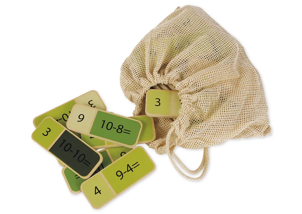 Mathematik-Domino "Subtraktionsaufgaben", 65-tlg. im Stoffbeutel