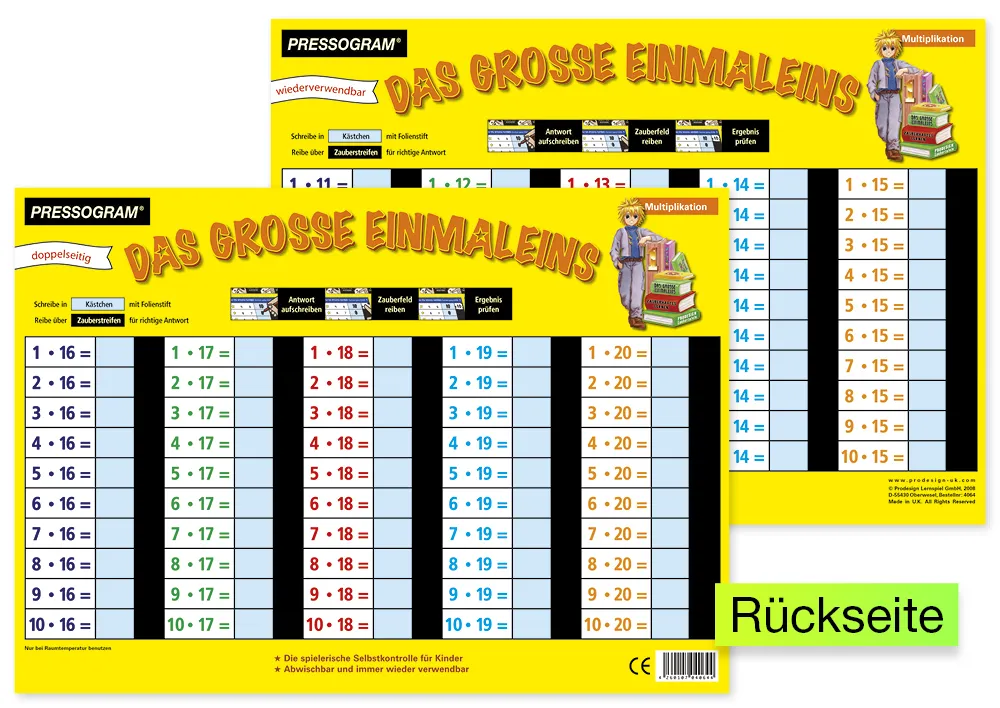 TimeTEX Zaubertafel "Mathematik" Großes 1 x 1