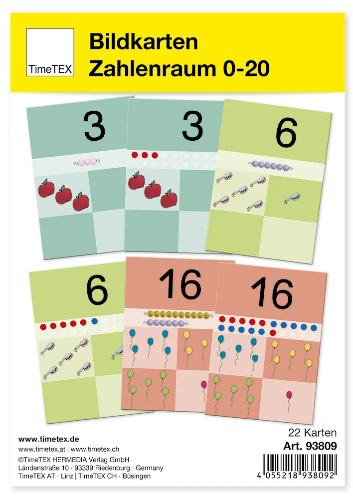 TimeTEX Bildkarten XL A4 "Zahlenraum bis 20", 22-tlg.