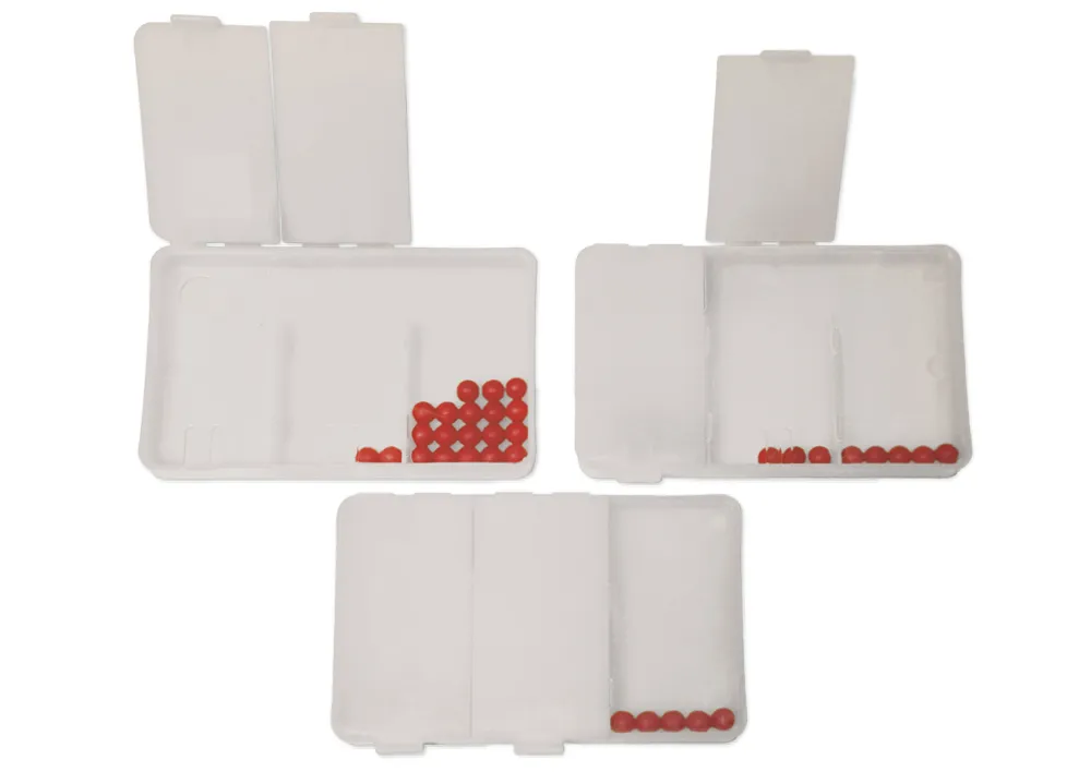 Flüster-Schüttelbox 3-tlg., mit 20 Perlen