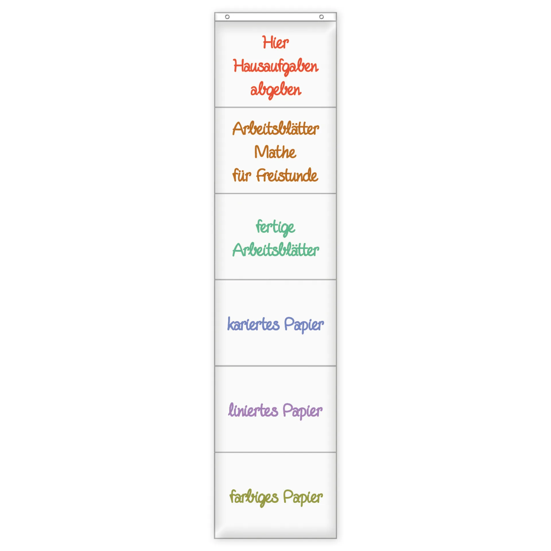 Hänge-Orga-Taschen A4, 6 Einstecktaschen Querformat, mit Haken