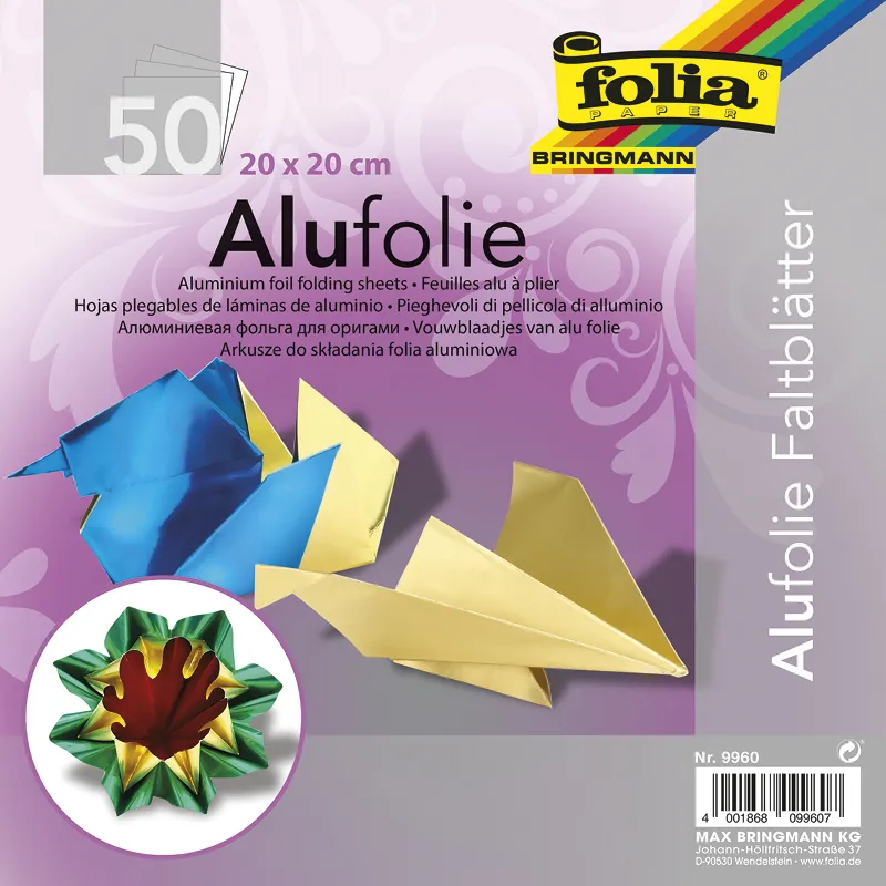 Alu-Faltblätter 20x20 cm, 50 Blatt