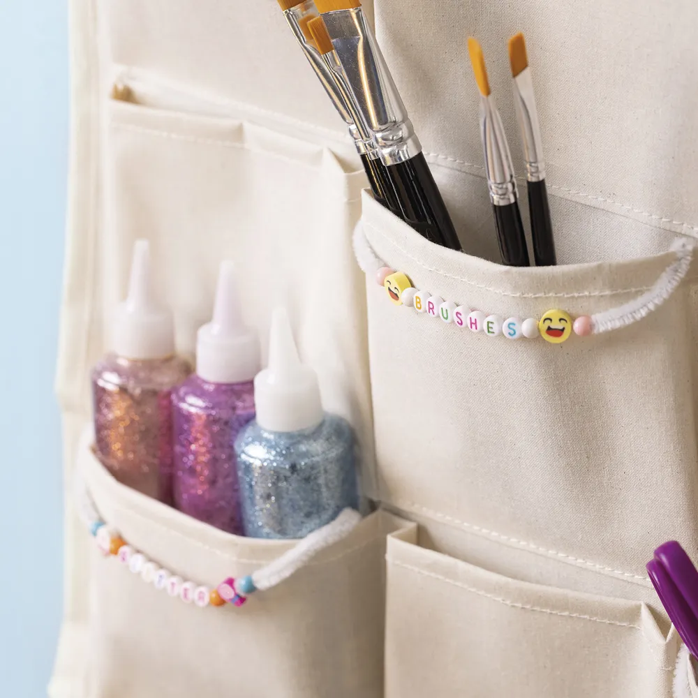 Material-Taschen-Vorhang aus Canvas, 24 Taschen, 93x60 cm