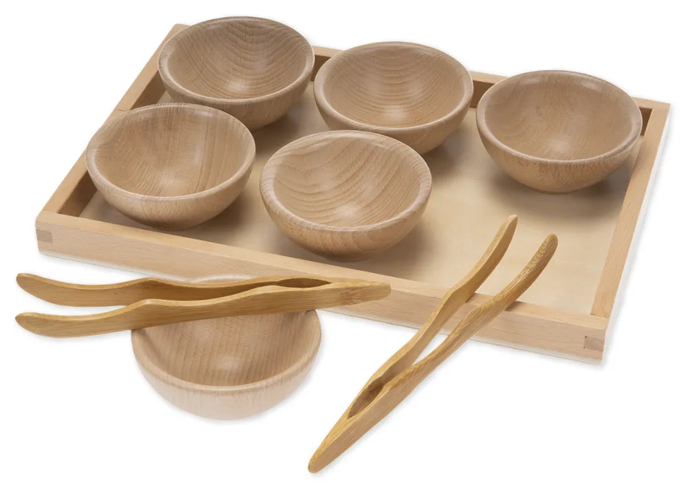 Sortier-Tablett "Holzschalen und Pinzetten", 9-tlg.