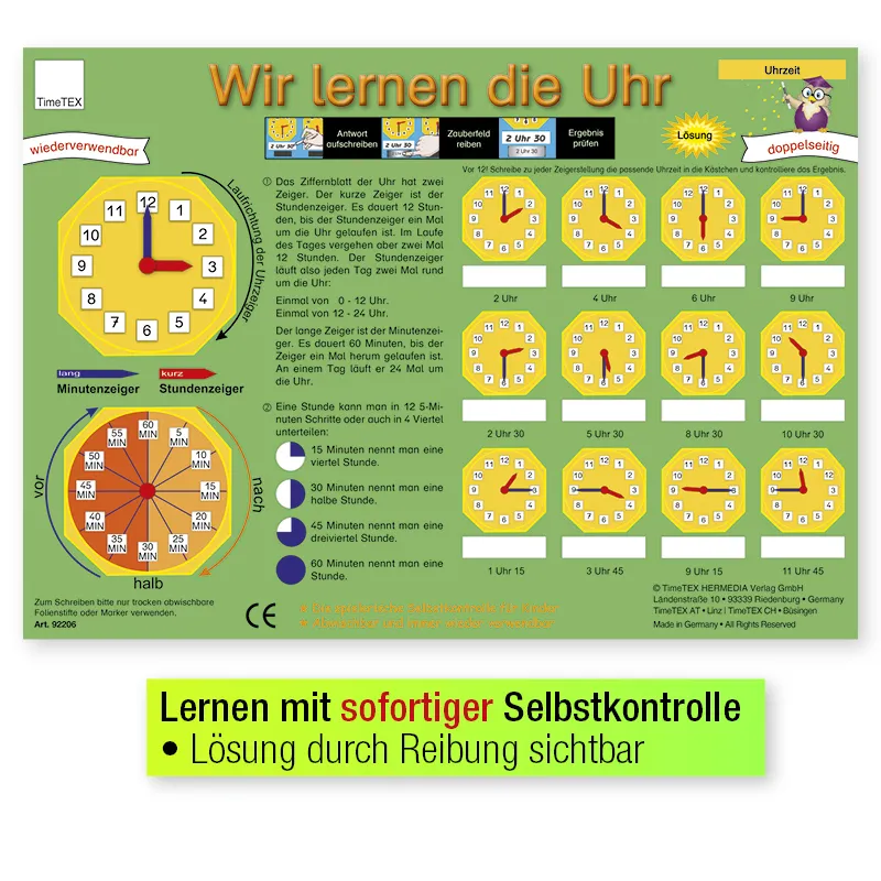 TimeTEX Zaubertafel "Wir lernen die Uhr"