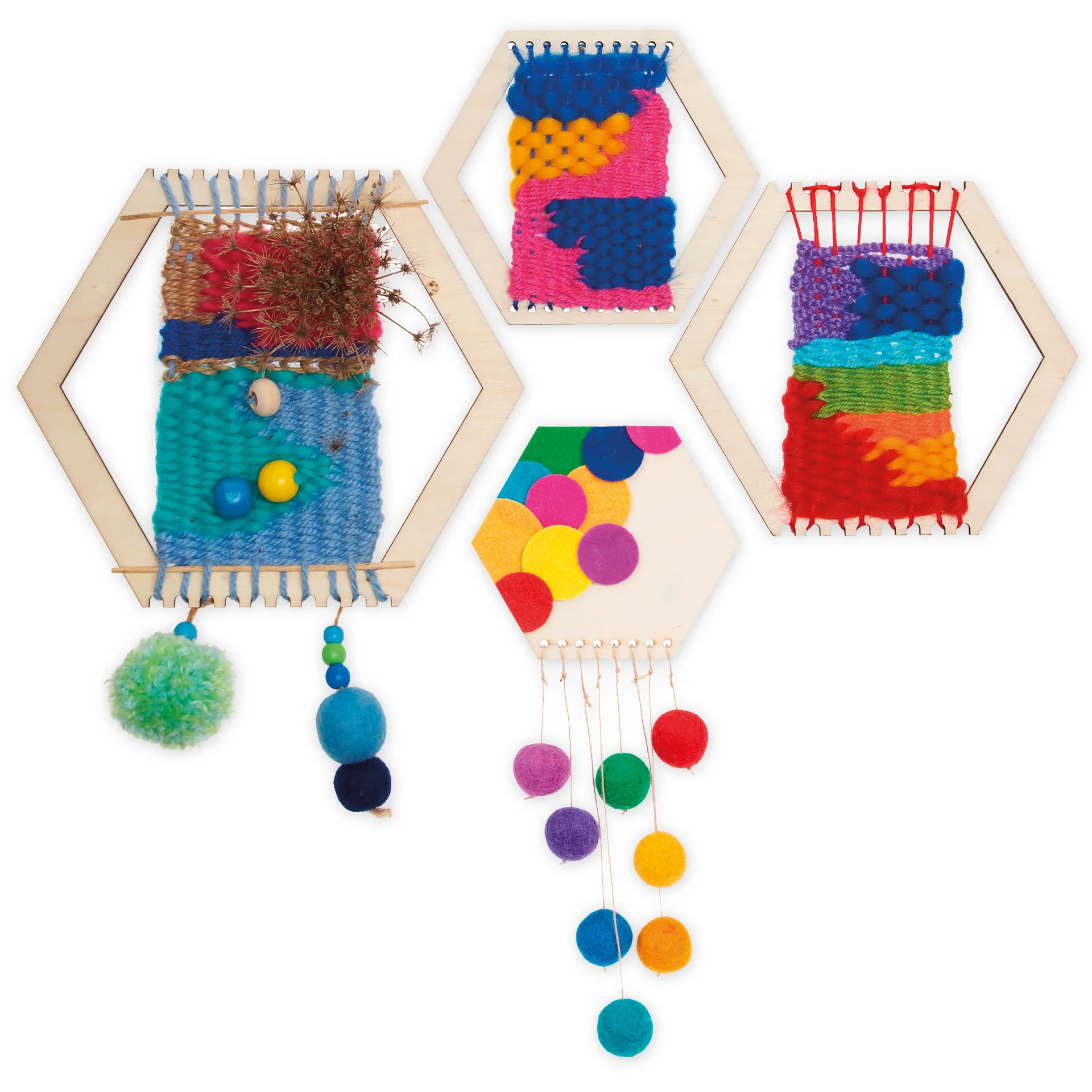 Web- und Fädelwaben aus Holz, 8 Stück