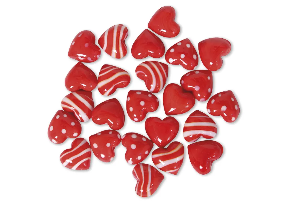 Mini-Glasherzen rot, 24-tlg.