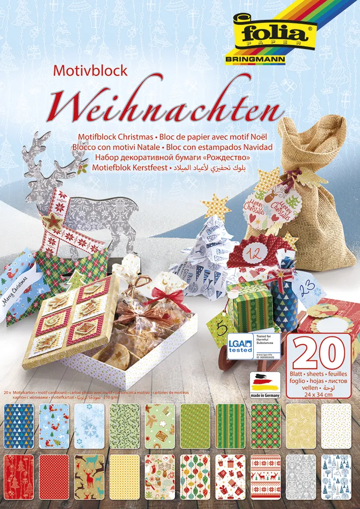 Block Motivkarton "Weihnachten" 24x34 cm, 20 Blatt