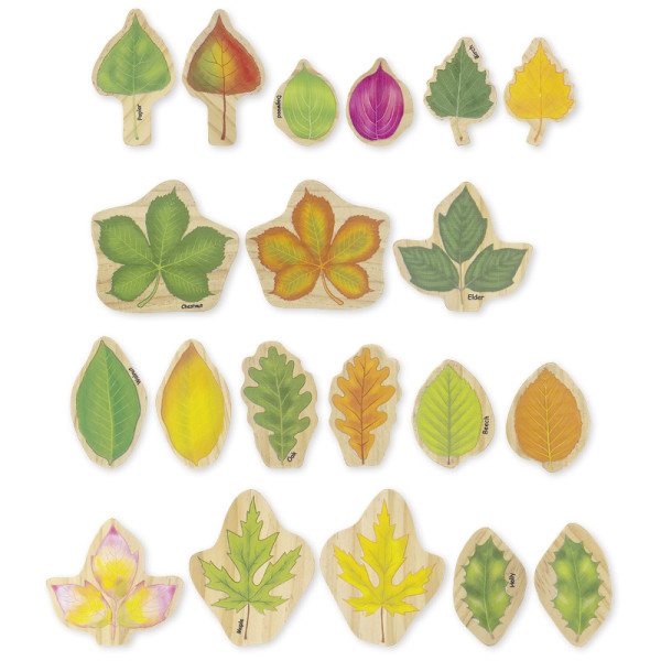 Jahreszeiten-Blätter aus Holz, 10-tlg.