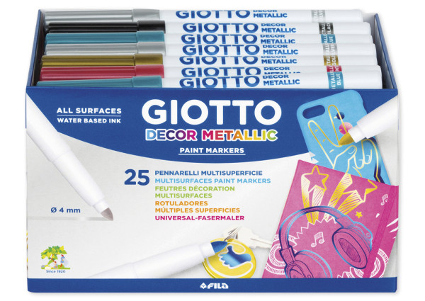 Giotto Decor Metallic Universal-Fasermaler, 25-tlg.