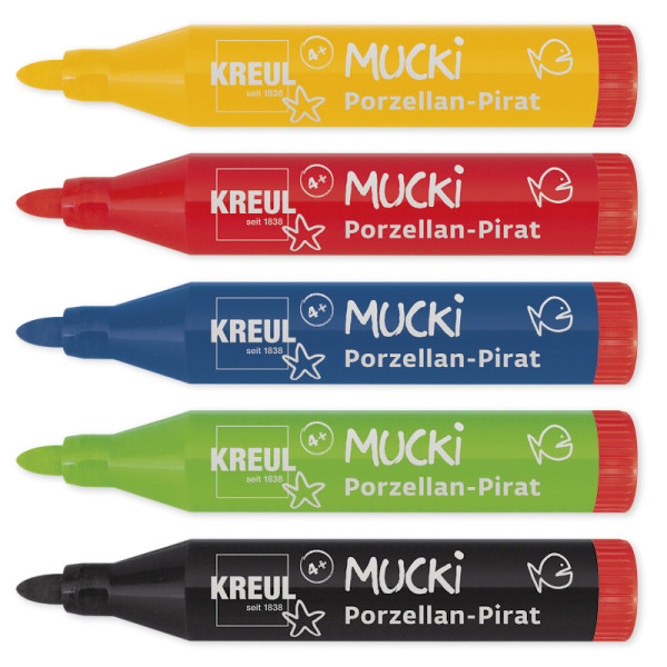 MUCKI Porzellan-Stifte kurz, Strichstärke 2-5 mm, 5 Stück