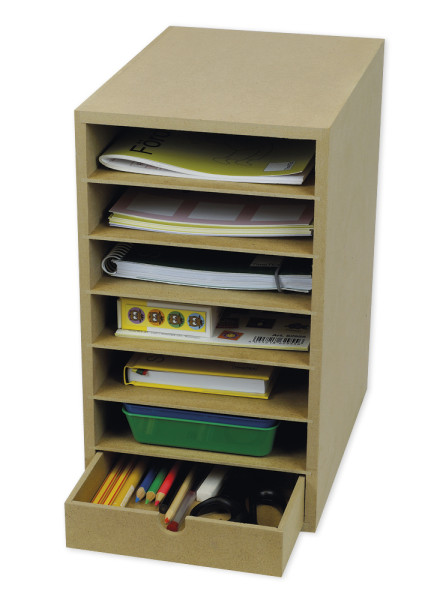 Ablagebox A5 mit 6 Fächer und 1 Schublade