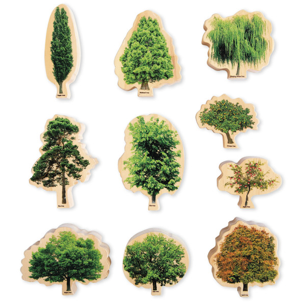 Jahreszeiten-Bäume aus Holz, 10-tlg.